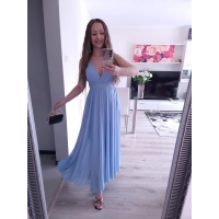 Sukienka JULIETA MAXI elegancka błękit 36-42