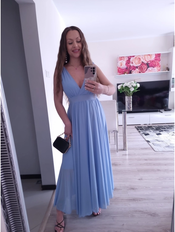 Sukienka JULIETA MAXI elegancka błękit 36-42