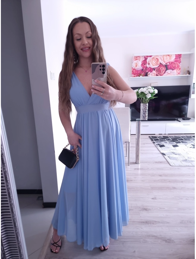 Sukienka JULIETA MAXI elegancka błękit 36-42