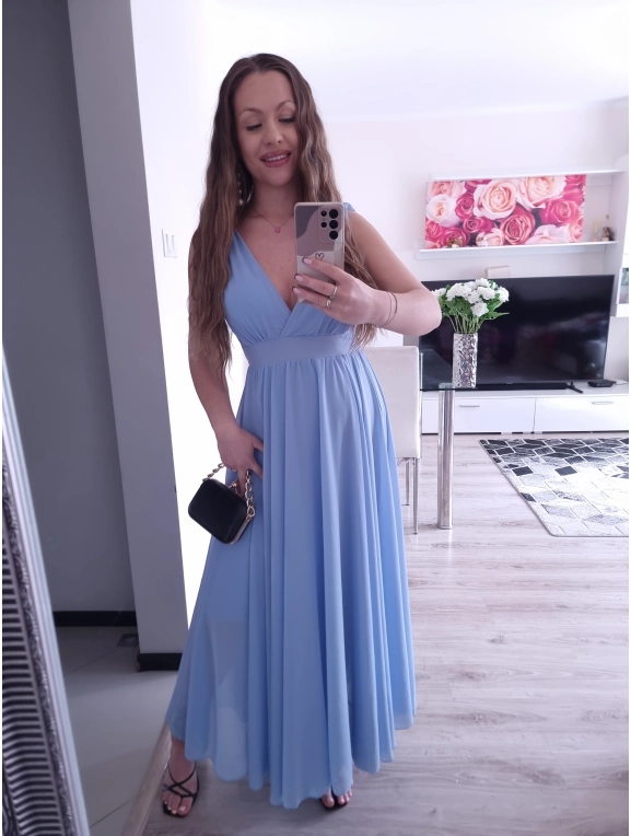 Sukienka JULIETA MAXI elegancka błękit 36-42