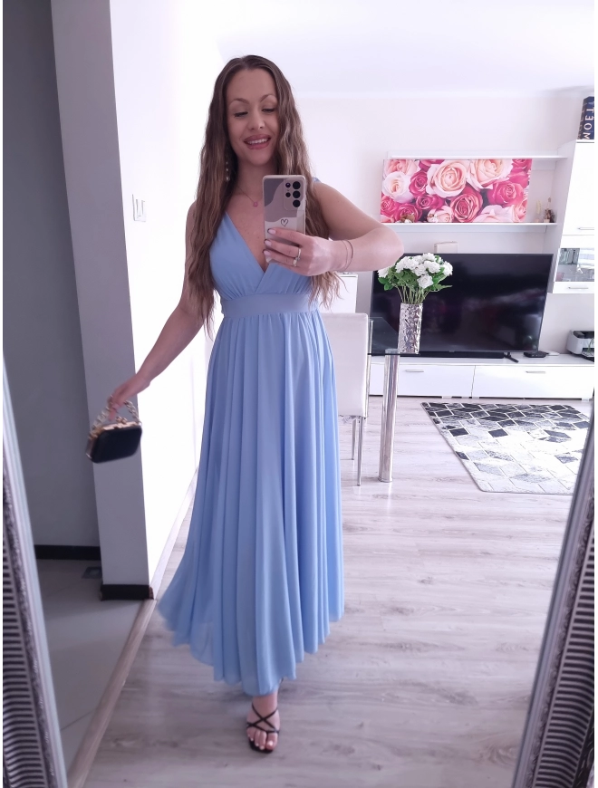 Sukienka JULIETA MAXI elegancka błękit 36-42