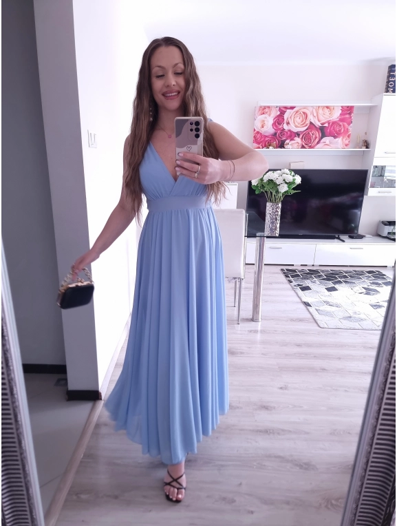 Sukienka JULIETA MAXI elegancka błękit 36-42