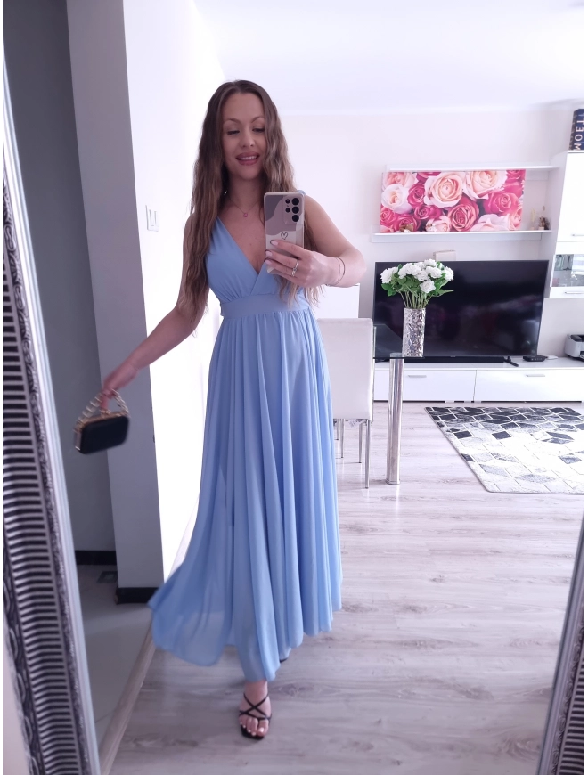 Sukienka JULIETA MAXI elegancka błękit 36-42
