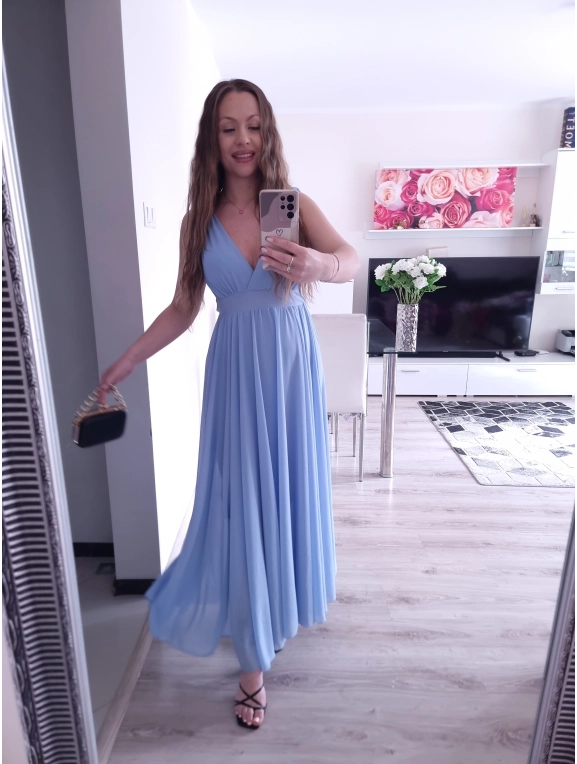 Sukienka JULIETA MAXI elegancka błękit 36-42