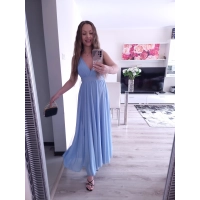 Sukienka JULIETA MAXI elegancka błękit 36-42