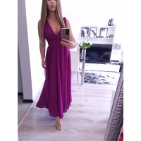 Sukienka JULIETTA MAXI elegancka soczysta śliwka
