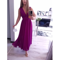 Sukienka JULIETTA MAXI elegancka soczysta śliwka