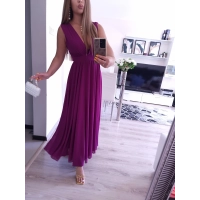 Sukienka JULIETTA MAXI elegancka soczysta śliwka