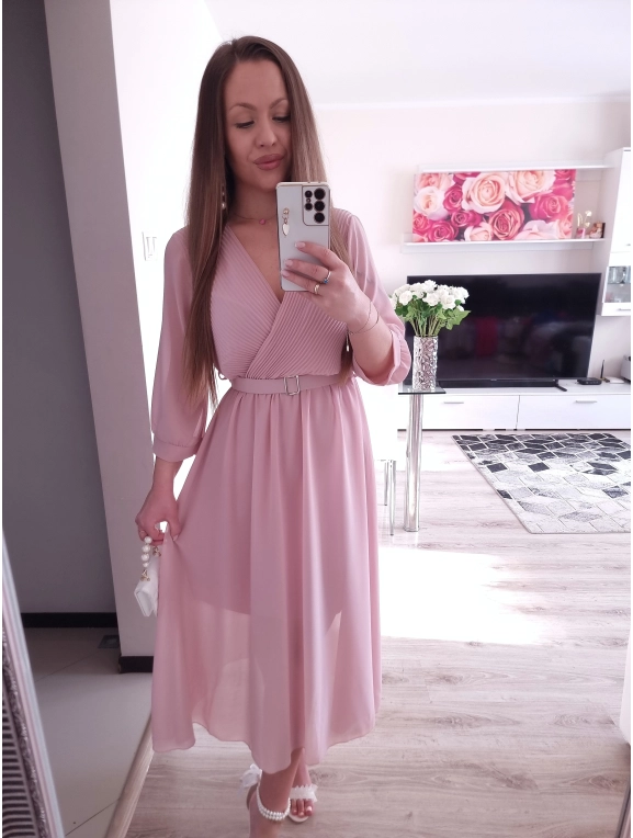 Sukienka VALERIANA puder róż midi 38-42