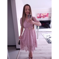 Sukienka GLAMOUR koronkowa PLUS SIZE puder róż