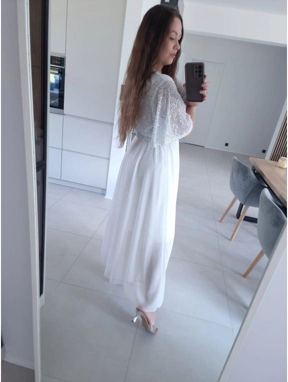 Sukienka BEŻOWA SELENE MAXA cekiny L XL XXL