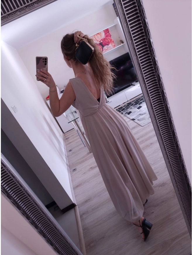 Sukienka JULIETA MAXI 36-42 elegancka puder róż