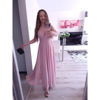 Sukienka JULIETA MAXI 36-42 elegancka puder róż