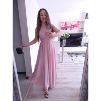 Sukienka JULIETA MAXI 36-42 elegancka puder róż