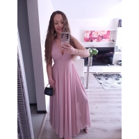 Sukienka JULIETA MAXI 36-42 elegancka puder róż