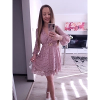Sukienka REBECA koronka puder róż