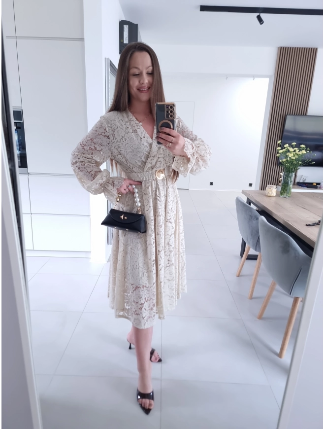 Sukienka MIDI GLAM koronkowa  42-46 XL XXL PLUS SIZE