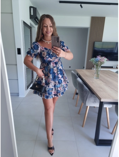 Sukienka RIJA granat  M L XL z lnem