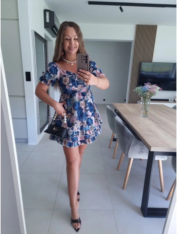 Sukienka RIJA granat  M L XL z lnem