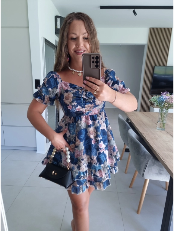 Sukienka RIJA granat  M L XL z lnem