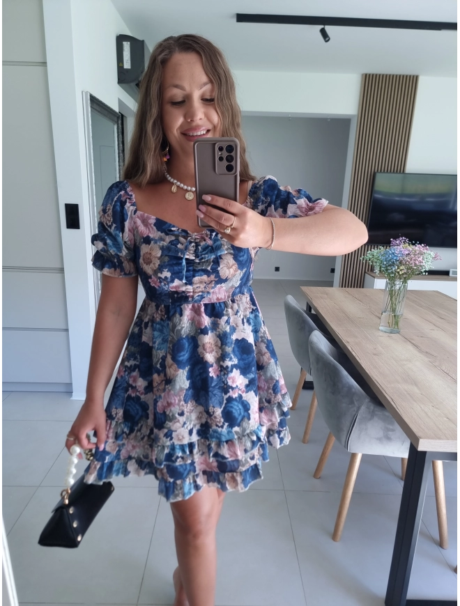 Sukienka RIJA granat  M L XL z lnem
