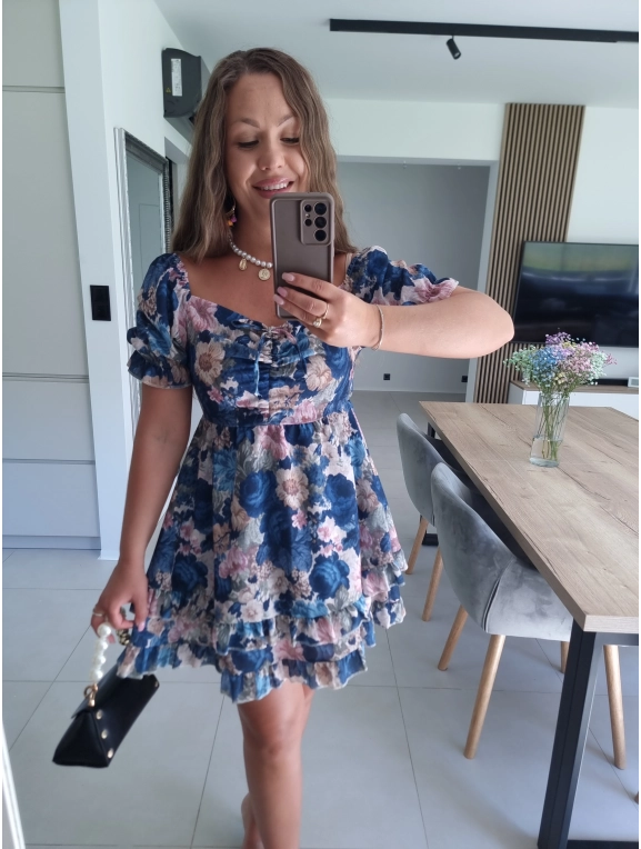 Sukienka RIJA granat  M L XL z lnem
