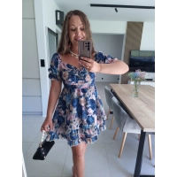 Sukienka RIJA granat  M L XL z lnem