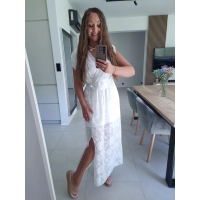 Sukienka CARMEN haft z różą biała