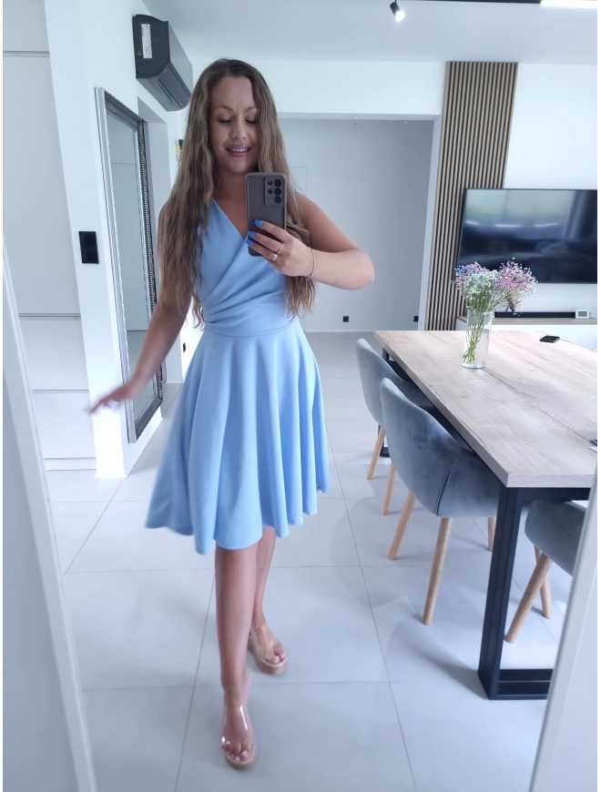 Sukienka PRETTY WOMAN błękit długi tył