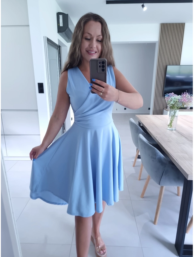 Sukienka PRETTY WOMAN błękit długi tył