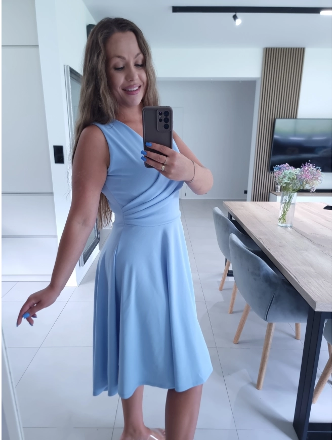 Sukienka PRETTY WOMAN błękit długi tył