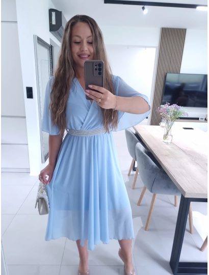 Sukienka DALIA z paskiem błękit M L XL