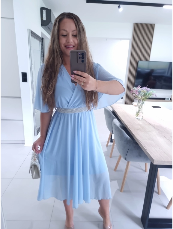 Sukienka DALIA z paskiem błękit M L XL