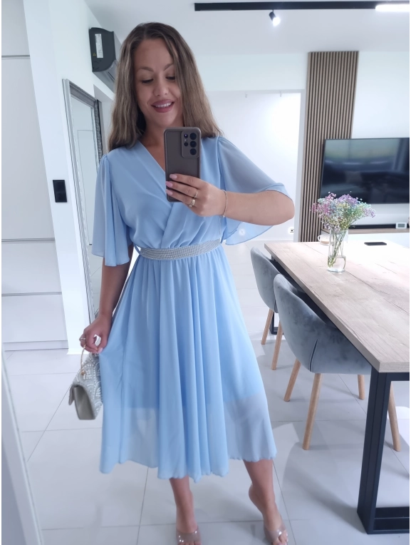 Sukienka DALIA z paskiem błękit M L XL