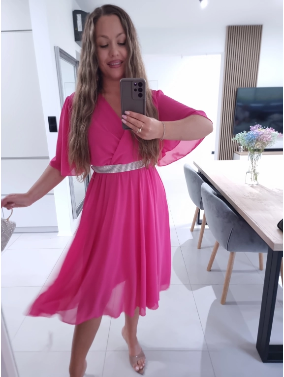 Sukienka DALIA z paskiem FUKSJA M L XL