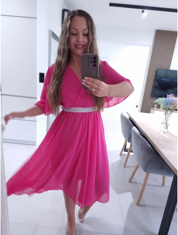 Sukienka DALIA z paskiem FUKSJA M L XL