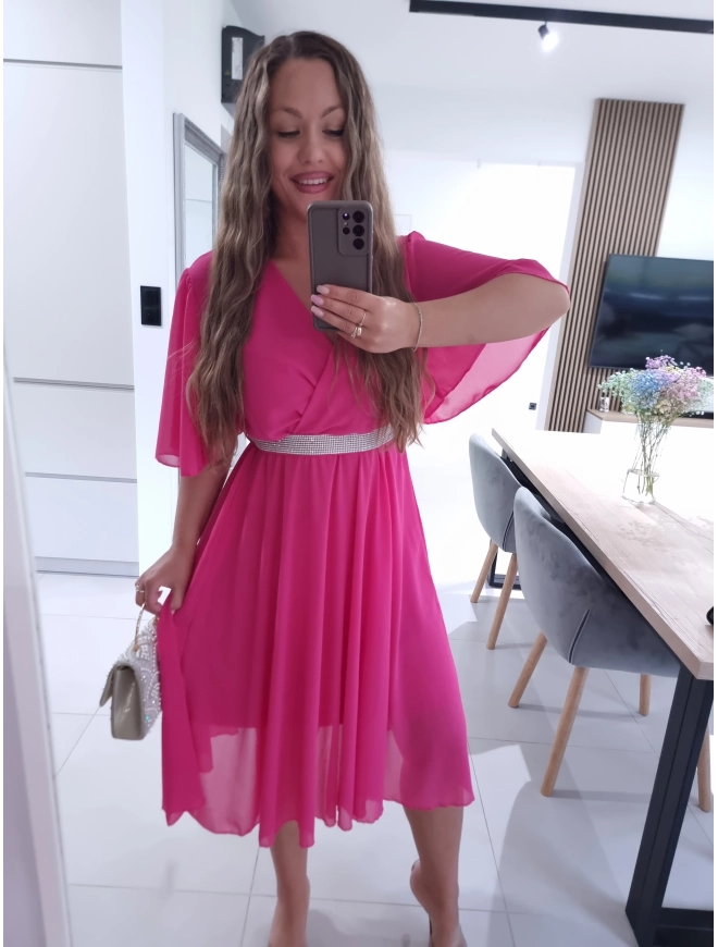 Sukienka DALIA z paskiem FUKSJA M L XL