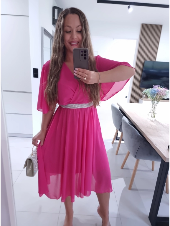 Sukienka DALIA z paskiem FUKSJA M L XL