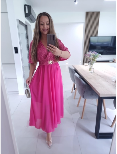 Sukienka BEŻOWA SELENE MAXA cekiny L XL XXL