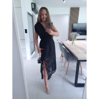 Sukienka CARMEN haft z różą CZARNA