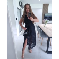 Sukienka CARMEN haft z różą CZARNA