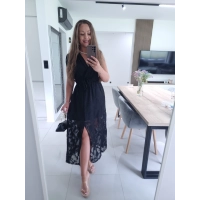 Sukienka CARMEN haft z różą CZARNA