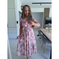 Sukienka VALERIANA M L XL róż w kwiaty