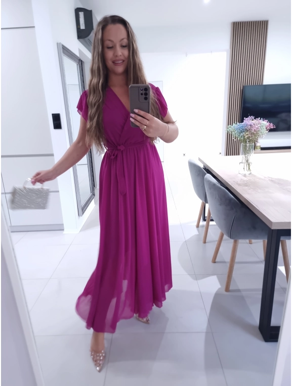 Sukienka AMARENO MAXI L XL XXL elegancka śliwka