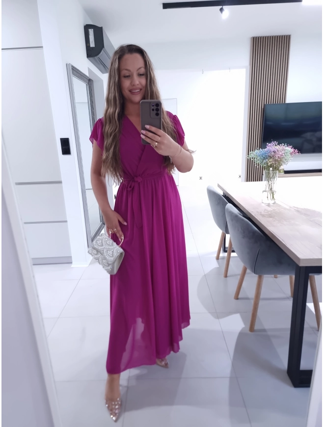 Sukienka AMARENO MAXI L XL XXL elegancka śliwka