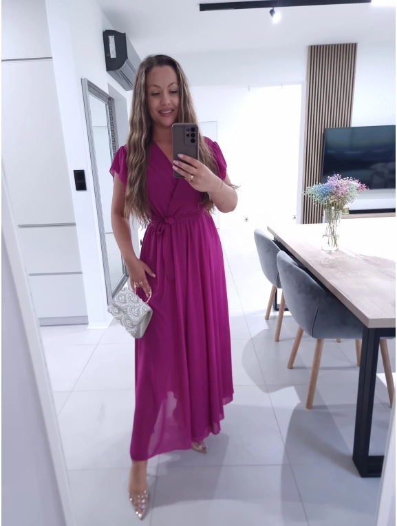 Sukienka AMARENO MAXI L XL XXL elegancka śliwka