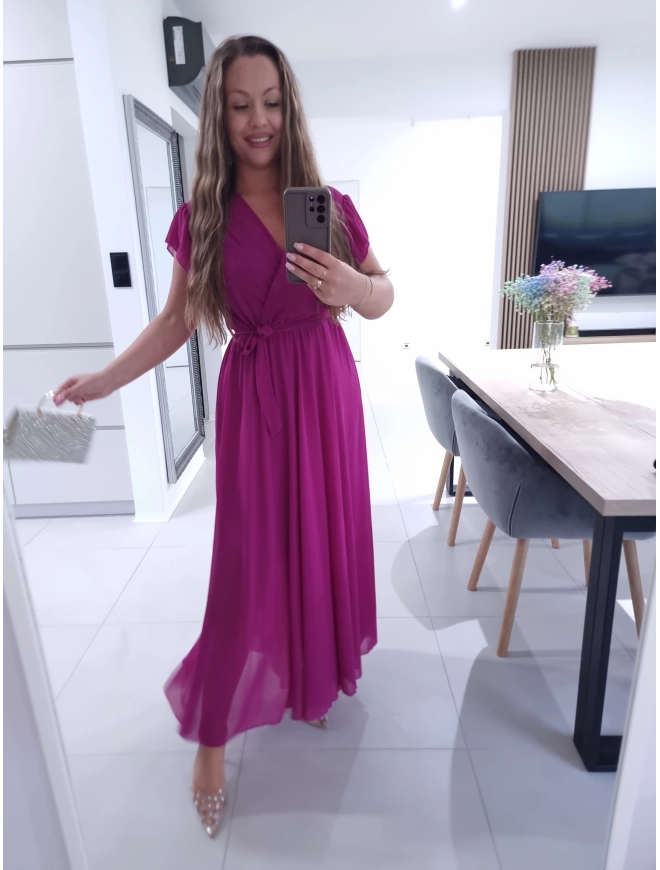 Sukienka AMARENO MAXI L XL XXL elegancka śliwka