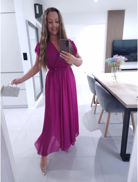 Sukienka AMARENO MAXI L XL XXL elegancka śliwka