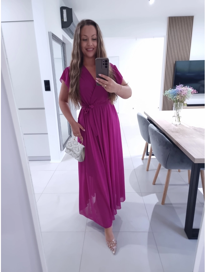 Sukienka AMARENO MAXI L XL XXL elegancka śliwka