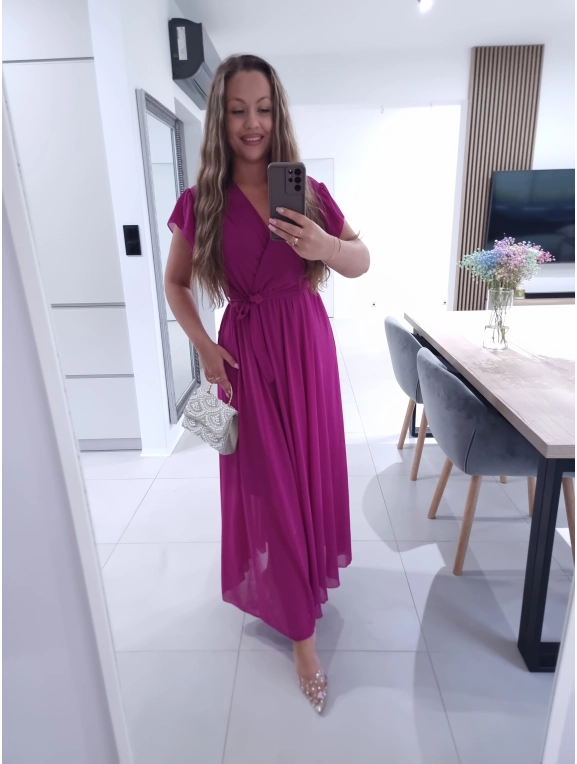 Sukienka AMARENO MAXI L XL XXL elegancka śliwka